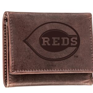 Brown Cincinnati Reds Tri-Fold Leather Wallet