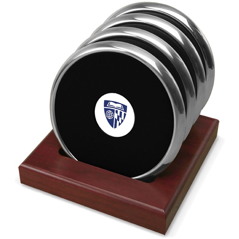 Silver Johns Hopkins Blue Jays 4-Pack Coaster Set