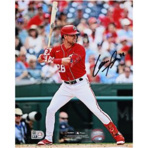 Lane Thomas Washington Nationals Autographed 8" x 10" Red Hitting Photograph
