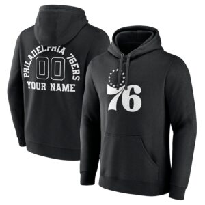 Men's Black Philadelphia 76ers Personalized Name & Number Monochrome Pullover Hoodie