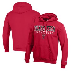Men's Champion Red Texas Tech Red Raiders Basketball Stack Pullover Hoodie