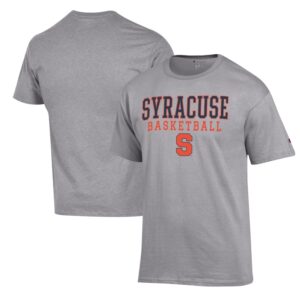 Men's Champion Heather Gray Syracuse Orange Basketball Stack T-Shirt