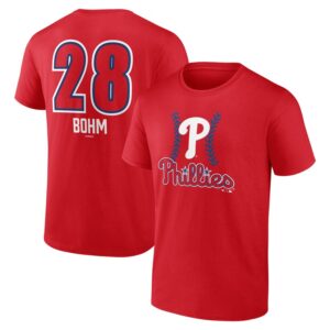 Men's Alec Bohm Red Philadelphia Phillies Fastball Player Name & Number T-Shirt