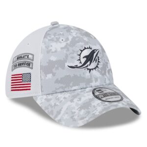 Men's New Era  White Miami Dolphins 2024 Salute To Service Digital Camo 39THIRTY Flex Hat