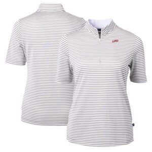 Women's Cutter & Buck  Gray SMU Mustangs Vault DryTec Virtue Eco Pique Stripe Recycled Top