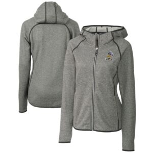 Women's Cutter & Buck  Heather Gray ETSU Buccaneers Vault Mainsail Full-Zip Hooded Jacket