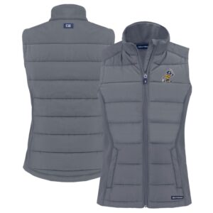 Women's Cutter & Buck  Gray ETSU Buccaneers Vault Evoke Hybrid Eco Softshell Recycled Full-Zip Vest