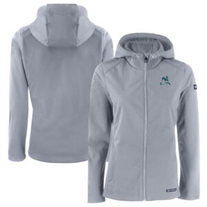 Women's Cutter & Buck  Gray Citadel Bulldogs Vault Evoke Eco Softshell Recycled Full-Zip Hooded Jacket