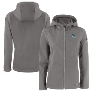 Women's Cutter & Buck  Gray Citadel Bulldogs Evoke Eco Softshell Recycled Full-Zip Hooded Jacket