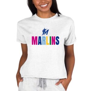 Women's Concepts Sport  Oatmeal Miami Marlins Mainstream Terry Sweatshirt