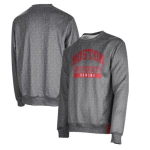 Men's ProSphere Heather Gray Boston University Rowing Crewneck Pullover Sweatshirt
