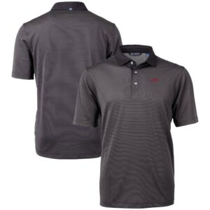 Men's Cutter & Buck  Black/Gray SMU Mustangs Vault DryTec Virtue Eco Pique Micro Stripe Recycled Polo