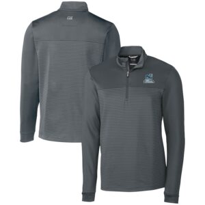 Men's Cutter & Buck  Gray Citadel Bulldogs Vault DryTec Traverse Stripe Stretch Quarter-Zip Pullover