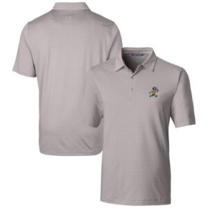 Men's Cutter & Buck  Gray ETSU Buccaneers Vault Forge Pencil Stripe Stretch Polo
