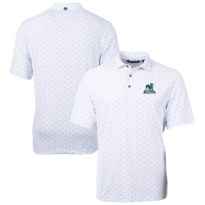 Men's Cutter & Buck  White Citadel Bulldogs Vault DryTec Virtue Eco Pique Tile Print Recycled Polo