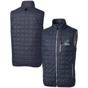 Men's Cutter & Buck  Charcoal Citadel Bulldogs Vault Rainier PrimaLoft Eco Insulated Full-Zip Puffer Vest