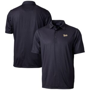 Men's Cutter & Buck  Black Vanderbilt Commodores Vault DryTec Pike Double Dot Print Stretch Polo