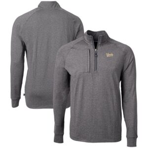 Men's Cutter & Buck  Heather Black Vanderbilt Commodores Vault Adapt Eco Knit Heathered Recycled Raglan Quarter-Zip Top