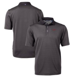Men's Cutter & Buck Black SMU Mustangs Big & Tall Virtue Eco Pique Micro Stripe Recycled DryTec Polo