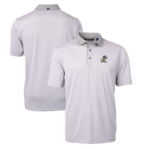 Men's Cutter & Buck Gray ETSU Buccaneers Big & Tall Virtue Eco Pique Micro Stripe Recycled DryTec Polo