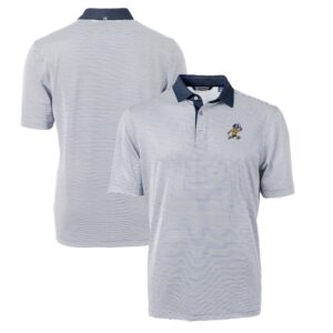 Men's Cutter & Buck Navy ETSU Buccaneers Big & Tall Virtue Eco Pique Micro Stripe Recycled DryTec Polo