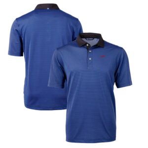 Men's Cutter & Buck Royal SMU Mustangs Big & Tall Virtue Eco Pique Micro Stripe Recycled DryTec Polo