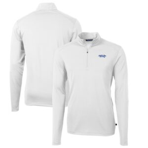 Men's Cutter & Buck White Montana State Bobcats Big & Tall Virtue Eco Pique Recycled Quarter-Zip DryTec Top