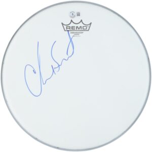 Chad Smith Red Hot Chili Peppers Autographed Small Drumhead - Signed in Blue Ink - BAS