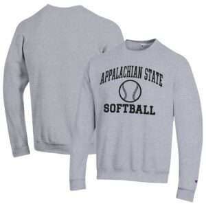 Men's Champion  Gray Appalachian State Mountaineers Icon Softball Powerblend Pullover Sweatshirt