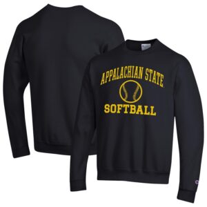Men's Champion  Black Appalachian State Mountaineers Icon Softball Powerblend Pullover Sweatshirt