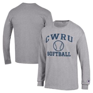 Men's Champion  Gray Case Western Reserve Spartans Icon Softball Powerblend Long Sleeve T-Shirt