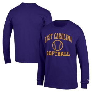 Men's Champion  Purple ECU Pirates Icon Softball Powerblend Long Sleeve T-Shirt