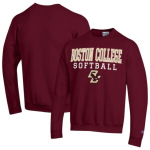 Men's Champion  Maroon Boston College Eagles Stack Logo Softball Powerblend Pullover Sweatshirt