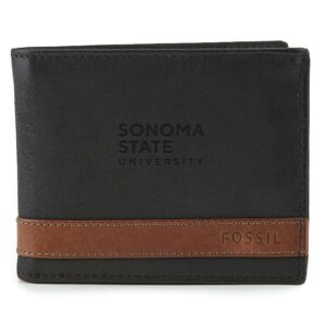 Fossil Black Sonoma State Seawolves Quinn Flip ID Bifold Wallet