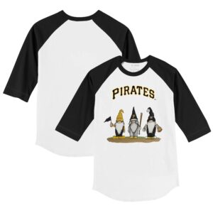 Youth Tiny Turnip  White/Black Pittsburgh Pirates Gnomes 3/4-Sleeve Raglan T-Shirt