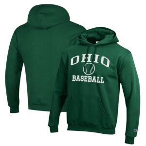 Men's Champion  Green Ohio Bobcats Icon Baseball Powerblend Pullover Hoodie