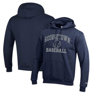 Men's Champion  Navy Georgetown Hoyas Icon Baseball Powerblend Pullover Hoodie