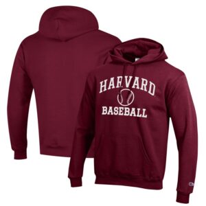 Men's Champion  Crimson Harvard Crimson Icon Baseball Powerblend Pullover Hoodie