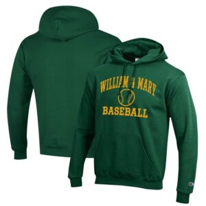 Men's Champion  Green William & Mary Tribe Icon Baseball Powerblend Pullover Hoodie