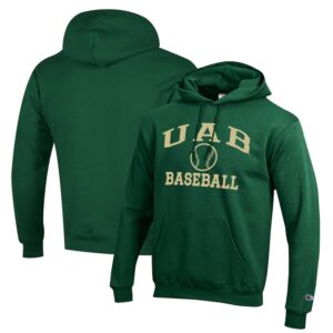 Men's Champion  Green UAB Blazers Icon Baseball Powerblend Pullover Hoodie