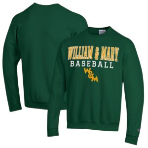 Men's Champion  Green William & Mary Tribe Stack Baseball Powerblend Pullover Sweatshirt