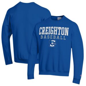 Men's Champion  Blue Creighton Bluejays Stack Baseball Powerblend Pullover Sweatshirt