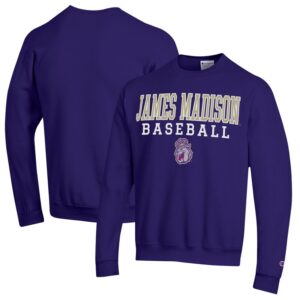 Men's Champion  Purple James Madison Dukes Stack Baseball Powerblend Pullover Sweatshirt