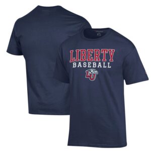 Men's Champion  Navy Liberty Flames Stack Baseball T-Shirt