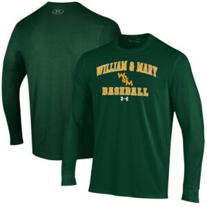 Men's Under Armour  Green William & Mary Tribe Baseball Performance Long Sleeve T-Shirt