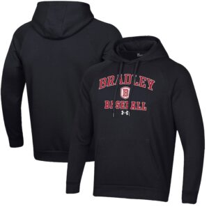 Men's Under Armour  Black Bradley Braves All Day Arch Fleece Baseball Raglan Pullover Hoodie