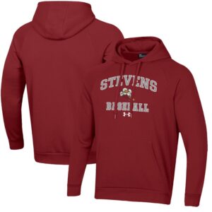 Men's Under Armour  Red Stevens Institute of Technology Ducks All Day Arch Fleece Baseball Raglan Pullover Hoodie