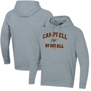 Men's Under Armour  Gray Campbell Fighting Camels All Day Arch Fleece Baseball Raglan Pullover Hoodie