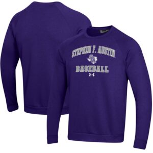 Men's Under Armour  Purple Stephen F Austin Lumberjacks All Day Arch Fleece Baseball Raglan Pullover Sweatshirt