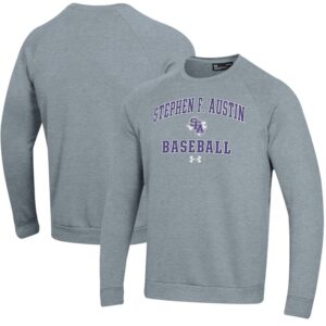 Men's Under Armour  Gray Stephen F Austin Lumberjacks All Day Arch Fleece Baseball Raglan Pullover Sweatshirt